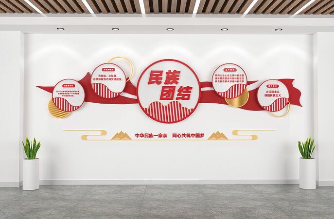 中國風(fēng)民族團(tuán)結(jié)黨建社區(qū)文化墻