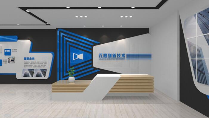 白色公司名稱(chēng)背景墻形象墻前臺(tái)效果圖